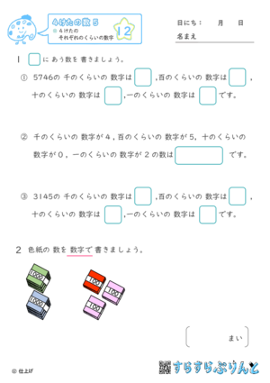 【12】４けたのそれぞれのくらいの数字【４けたの数５】