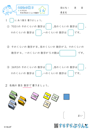 【14】４けたのそれぞれのくらいの数字【４けたの数５】