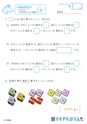 【16】４けたのそれぞれのくらいの数字【４けたの数５】