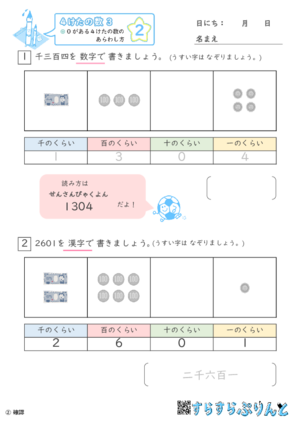 【02】０がある４けたの数のあらわし方【４けたの数３】