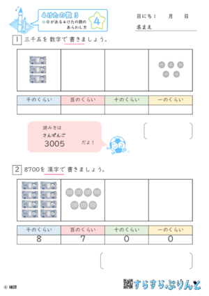 【04】０がある４けたの数のあらわし方【４けたの数３】