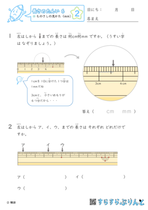 長さの単位 Cm Mm ものさしの見方 Mm 小2算数