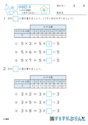 【04】かける数を１大きくなると・・【かけ算５】