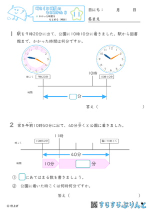 【11】かかった時間をもとめる（時計）【時こくと時間のもとめ方５】