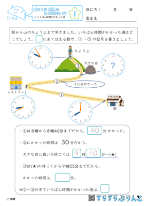 【01】いちばん時間がかかった道【時こくと時間のもとめ方１９】