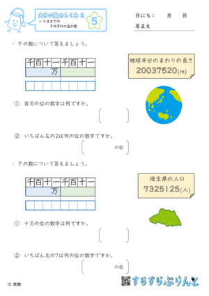 【05】千万までのそれぞれの位の数【大きい数のしくみ３】