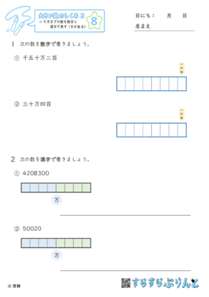 【08】千万までの数を数字と漢字で表す（０がある）【大きい数のしくみ５】