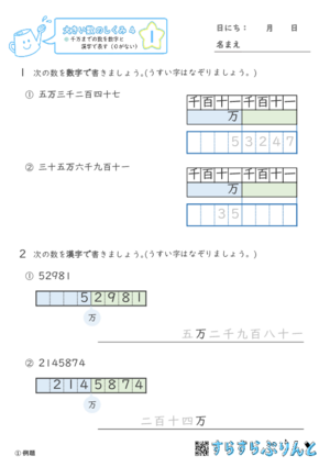 【01】千万までの数を数字と漢字で表す（０がない）【大きい数のしくみ４】