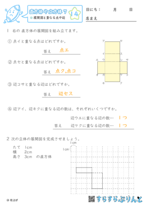 【14】展開図と重なる点や辺【直方体や立方体７】