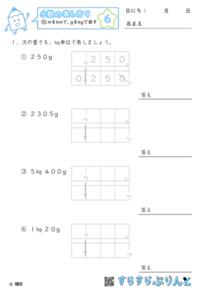 【06】mをkmに, gをkgに直す【小数の表し方９】