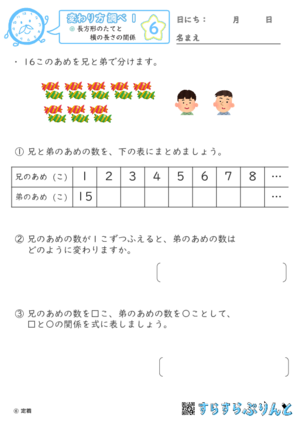 【06】長方形のたてと横の長さの関係【変わり方調べ１】