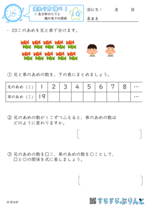 【10】長方形のたてと横の長さの関係【変わり方調べ１】