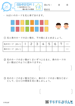 【12】長方形のたてと横の長さの関係【変わり方調べ１】