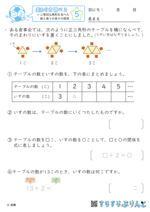 【05】二等辺三角形を並べた数と周りの長さの関係【変わり方調べ２】