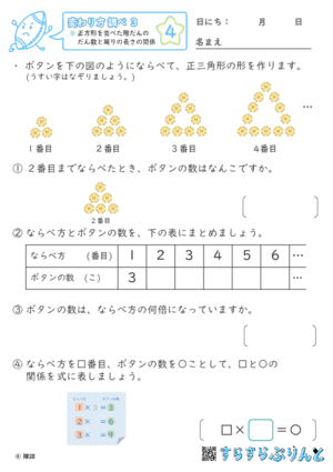 【04】正方形を並べた階だんのだん数と周りの長さの関係【変わり方調べ３】