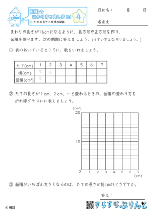 【04】たての長さと面積の関係【面積のはかり方と表し方１３】