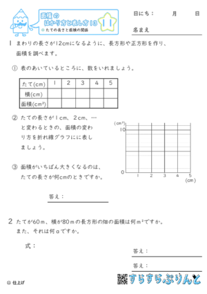 【11】たての長さと面積の関係【面積のはかり方と表し方１３】