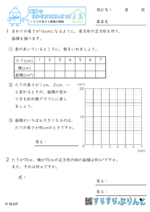 【13】たての長さと面積の関係【面積のはかり方と表し方１３】