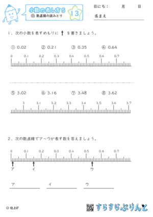 【13】数直線の読みとり【小数の表し方５】