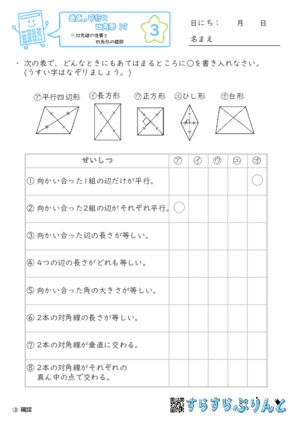 【03】対角線の性質と四角形の種類【垂直,平行と四角形１９】