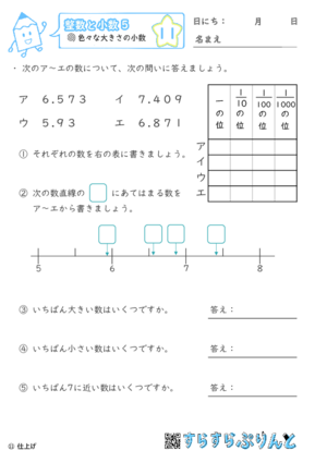 【11】色々な大きさの小数【整数と小数５】