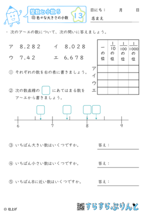 【13】色々な大きさの小数【整数と小数５】