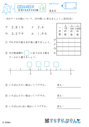 【15】色々な大きさの小数【整数と小数５】