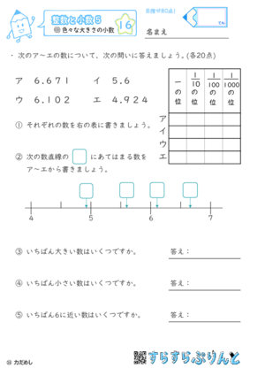 【16】色々な大きさの小数【整数と小数５】