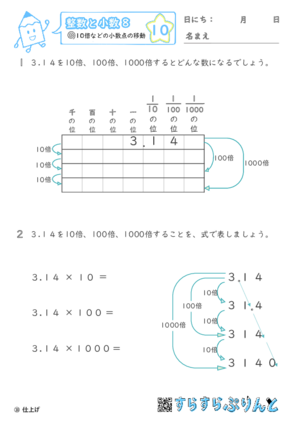 【10】10倍・100倍などの小数点の移動【整数と小数８】