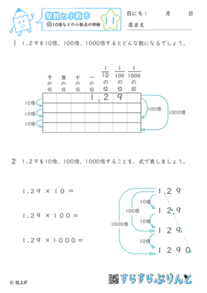 【11】10倍・100倍などの小数点の移動【整数と小数８】