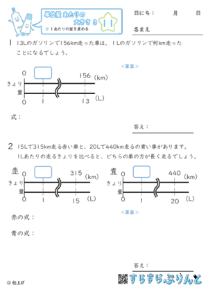 【11】１あたりの量を求める【単位量あたりの大きさ３】