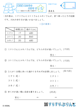 【15】1分あたりに歩いた道のり【単位量あたりの大きさ８】