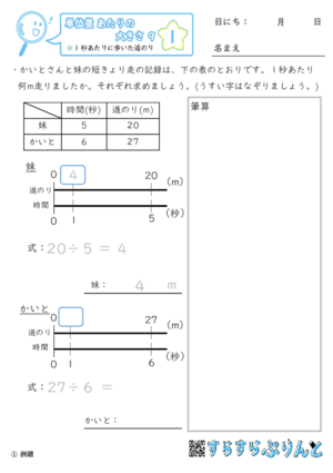 【01】1秒あたりに歩いた道のり【単位量あたりの大きさ９】