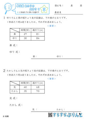 【08】1秒あたりに歩いた道のり【単位量あたりの大きさ９】