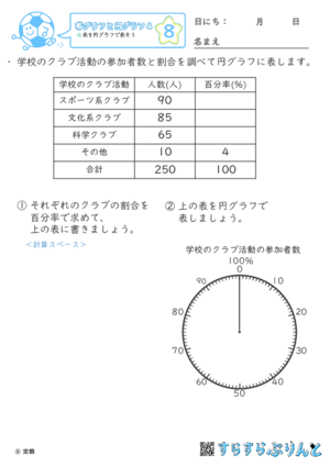 【08】表を円グラフで表そう【帯グラフと円グラフ４】