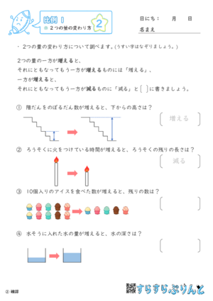 【02】２つの量の変わり方【比例１】