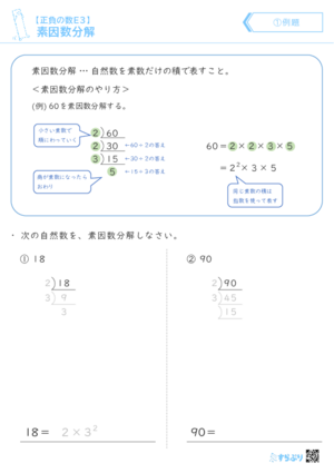 「【正負の数Ｅ３】素因数分解」まとめPDF